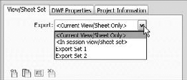 Viewing available export sets in the model