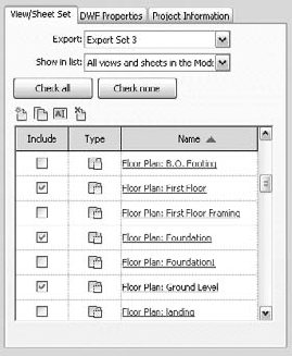 Adding views/sheets to the export list