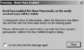 Revit enables the Show Mass mode.