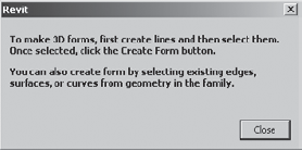 Create Form warning