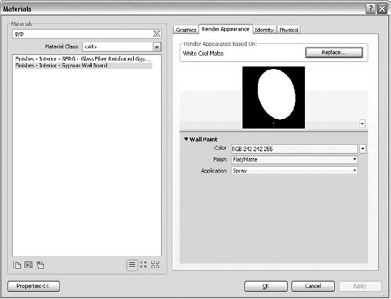 Materialsdialog box