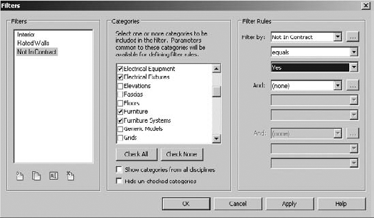 Filter parameters