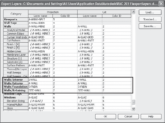 Wall functions can be assigned to different layers for exported CAD files.