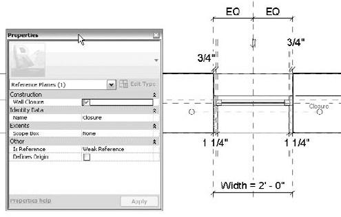 Assign the Wall Closure parameter to a reference plane.