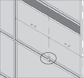 A single segment is added to the center panel of the curtain wall.