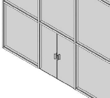 System glazing panel has been swapped for a double door panel family.