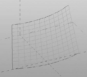 A surface of the conceptual form has been divided and the UV grid is displayed.