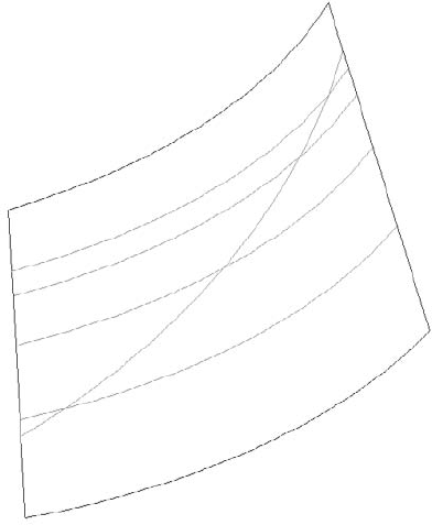 The surface is divided by intersecting planes and lines.