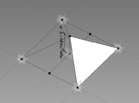 Select three reference planes, then use Create Form to generate each face of the pyramid.