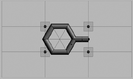 A hexagonal panel is constructed within a standard rectangular pattern.