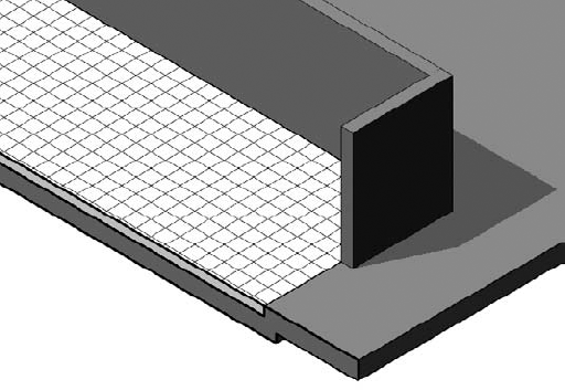 The thick tile finish and depressed slab are modeled as separate elements.