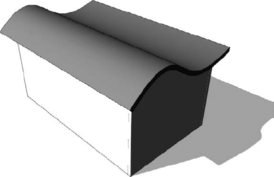 An extruded spline-shaped roof