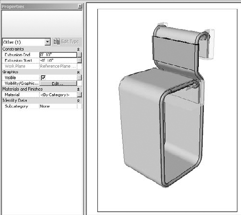 Deselect the Visible option to hide the extrusion in the project environment.