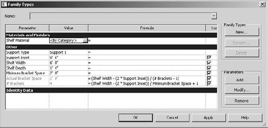 Material parameter in Family Types dialog box