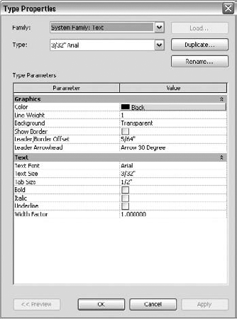 Type Properties dialog box