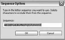 Sequence options allow you to use any order of letters or numbers.