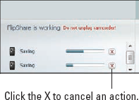 An X appears next to tasks you can cancel if you change your mind.