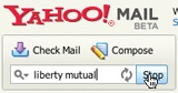 Yahoo! Mail uses a simple spinning wheel to indicate a search is in progress