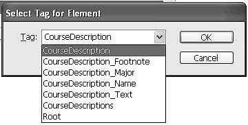 Adding an element with the Structure pane icon (by selecting a tag name from the drop-down list)