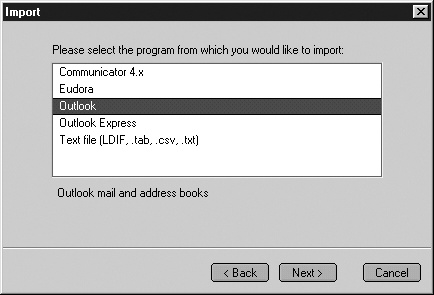 Thunderbird, the Swiss Army software, is happy to open the address book of almost any email program, or even a text file containing addresses (such as tab- or comma-delimited text).