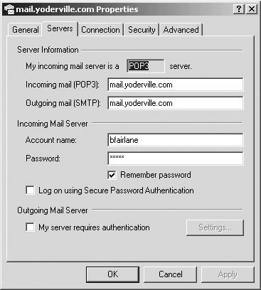 Here’s where Outlook Express for Windows keeps all the settings you need to harvest in order to configure your Mac email. Note that you can’t copy the contents of the password field—that’s prohibited for security reasons. You’ll have to type your password in again when moving to your new machines.