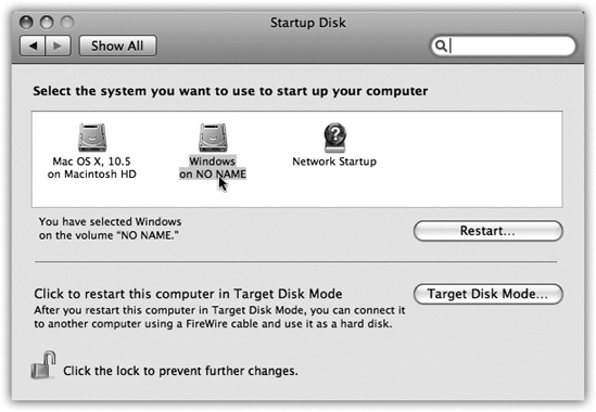 In the Startup Disk pane of System Preferences, the currently selected disk—the one that will be “in force” the next time the machine starts up—is always highlighted. You also see the System folder’s version, the name of the drive it’s on, and its actual name.