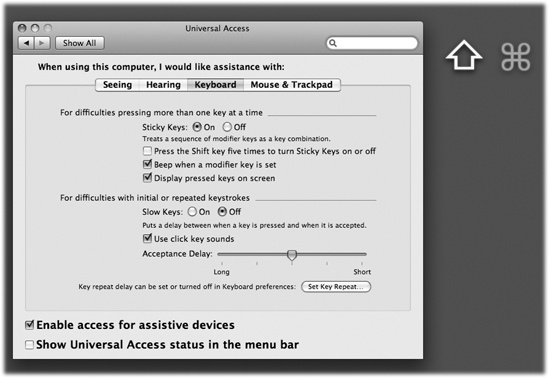 Whenever you want to press a multiple-key keystroke like Shift--D, press them one at a time. You’ll see ghost images of these keys superimposed on your screen, as though to show you which keystrokes you’ve added to your temporary collection. To “un-press” a key you’ve already pressed, press it again twice.