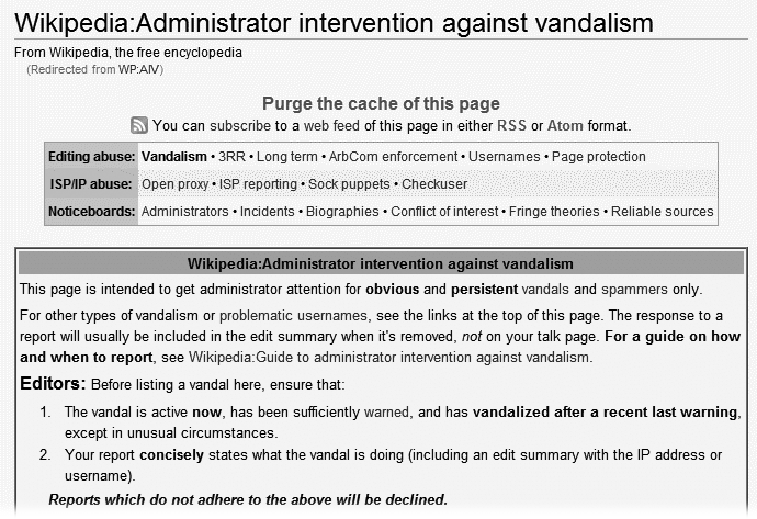 The page Wikipedia:Administrator intervention against vandalism contains instructions about reporting vandalism, including other pages where you should go if you’re not reporting simple vandalism.