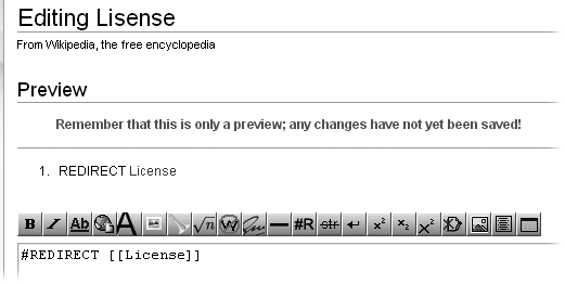 The preview screen for a new redirect, before you save it, shows what the redirect link will look like. Make sure the link is blue; if it’s red, your redirect is to a non-existent page, which is what you don’t want.