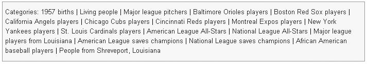 The article on major league baseball player Lee Smith has, at the bottom, a larger than usual number of categories. In this case, it's mostly because Smith was a member of eight different teams.