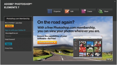 The Elements Welcome screen gives you four main activities to choose from, as well as the area on the left for signing onto Photoshop.com and seeing information about your account there. You can’t bypass the Welcome screen just by clicking the upper-right Close button. When you do, the screen goes away—but so does Elements. Fortunately, you’ve got options: The box on tells you how to permanently say goodbye to the Welcome screen.