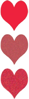 Filters can really spruce up solid objects.Top: An unfiltered solid red heart, drawn with the Shape tool ().Middle: Here’s the same heart after adding some Uniform noise to it.Bottom: Adding the Angled Strokes filter gives the heart a hand-painted look. If you don’t add noise before applying the filter, then you won’t see any texture change from the top graphic when applying the filter.