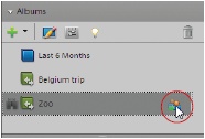 The circled button takes you to Photoshop.com. If you aren’t signed in, then you get a window to enter your password, or create an account if you don’t have one yet (see for more about Photoshop.com). Once you’re signed in, you get taken to the Online Album wizard, a series of guided question screens that walks you through the process of creating your online gallery.