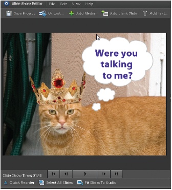 You can add all sorts of clip art to your slides, as well as create slides that include only art or text. If you’re wondering how to angle clip art, like the crown here, see the Tip on .