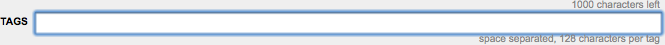 Delicious labels the tag field with a note indicating that tags should be space-separated rather than comma-separated.