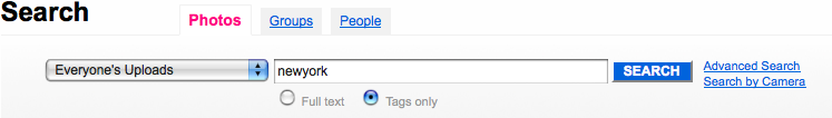 Search box with “Tags only” selected on Flickr.