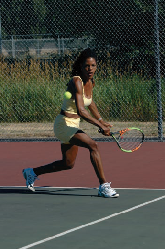 In this shot, strong sunlight also provides saturation and contrast to the image, as well as a split on the athlete. The exposure has to be set correctly also to match what the athlete is wearing — you don't want the ball to disappear against a shirt or shorts of the same color — and for the skin to ensure the exposure optimizes skin tonality. In this case, the angled sunlight helps to emphasize muscle tone and athletic exertion.: © Amber Palmer