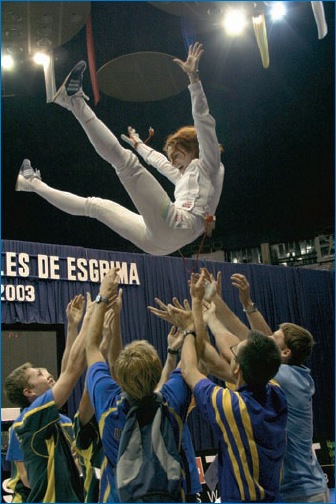 To take good shots of fencing champions being tossed in the air immediately after winning, the settings on my camera have to be changed quickly from where they were set only moments before to shoot competition.