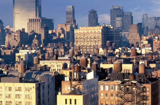 These water towers make for an interesting cityscape.