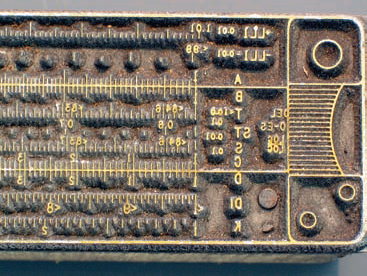 Numbers are reversed in this macro shot of a printer's slug.