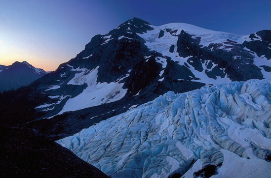 Olympus and the Blue Glacier catch the last light from the setting sun.