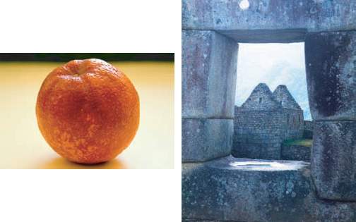Setting a piece of fruit among ruins creates an artful still life.