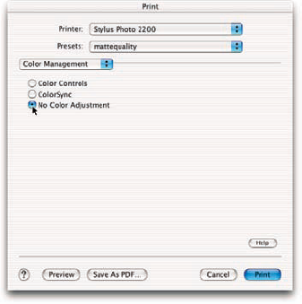 Choose from printing presets.