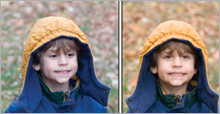 A comparison of daylight (left) and open shade (right) white balance settings.