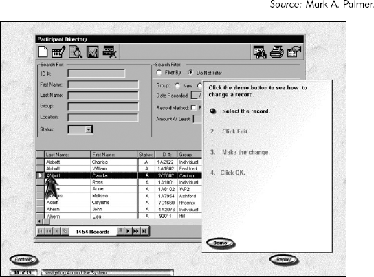 One Screen from an Animated Software Demonstration.