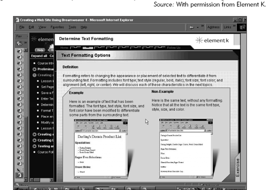 An Example and Nonexample of Formatted Web Pages.