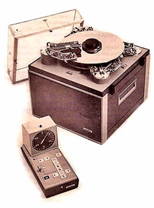 Figure 18.10 In 1967, Ampex introduced a color video disc machine that could be used for instant replays.