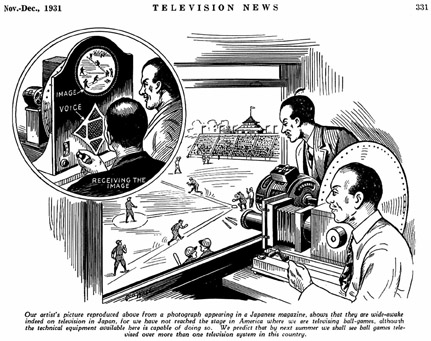 Figure 18.2 Photo etching of the first closed-circuit telecast of a sporting event.