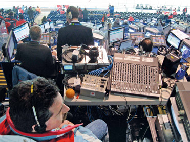 Figure 5.14 A very simple flypack television production system used by the Canadian Broadcasting Corporation. Notice that it includes a small video switcher, small video monitors, and an audio mixer.