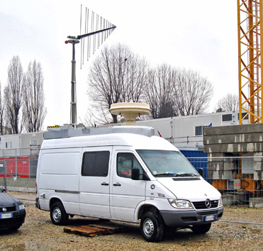 Figure 6.7 Microwave trucks are often used to send RF signals a longer distance.
